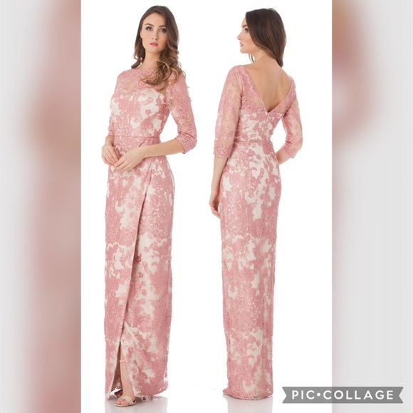 JS Collections Dresses & Skirts - Js Collections embroidered lace 3/4 sleeves long gown